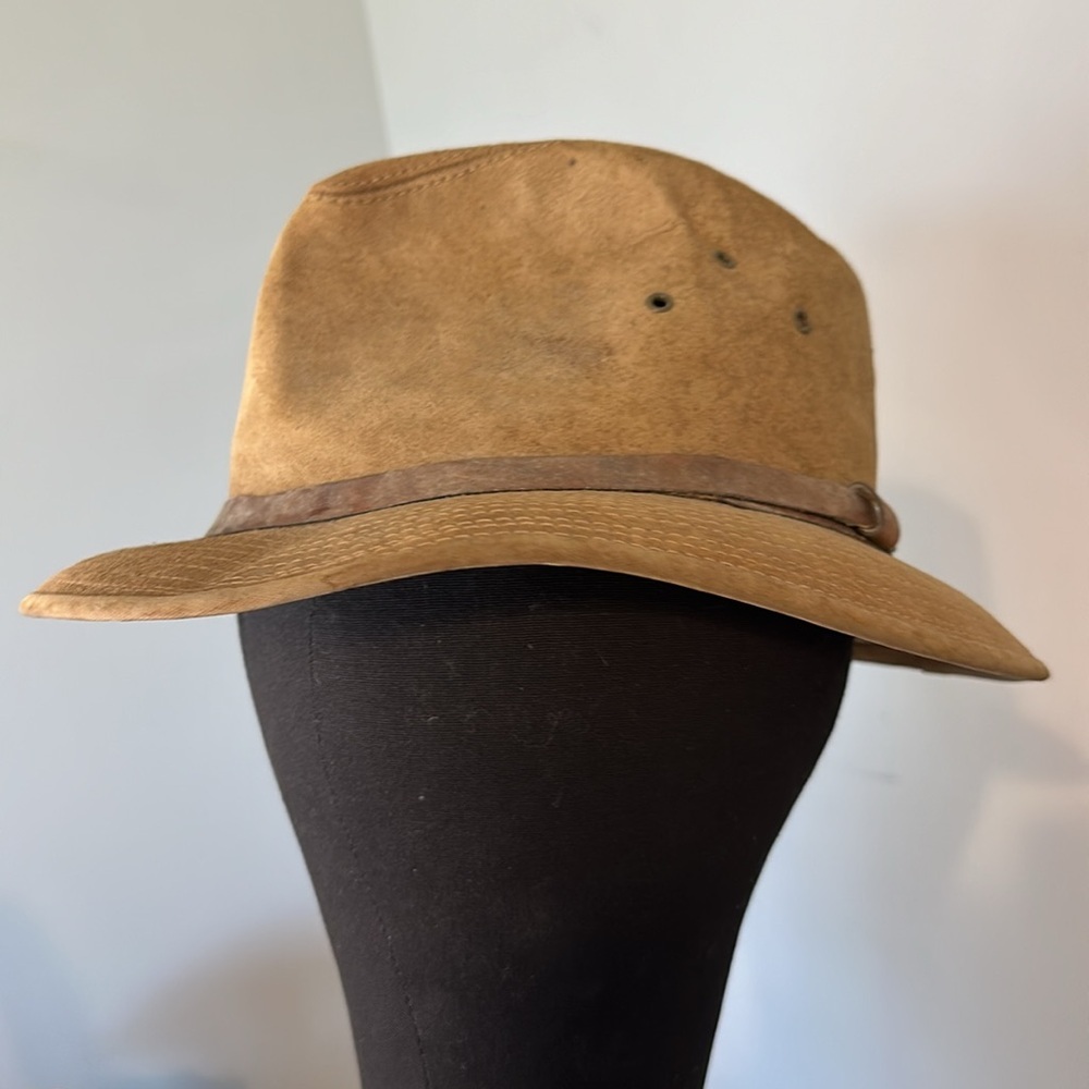Trav’ler Country Outfitters Genuine Suede Large Camel Leather Tan Men’s Hat - Picture 2 of 8